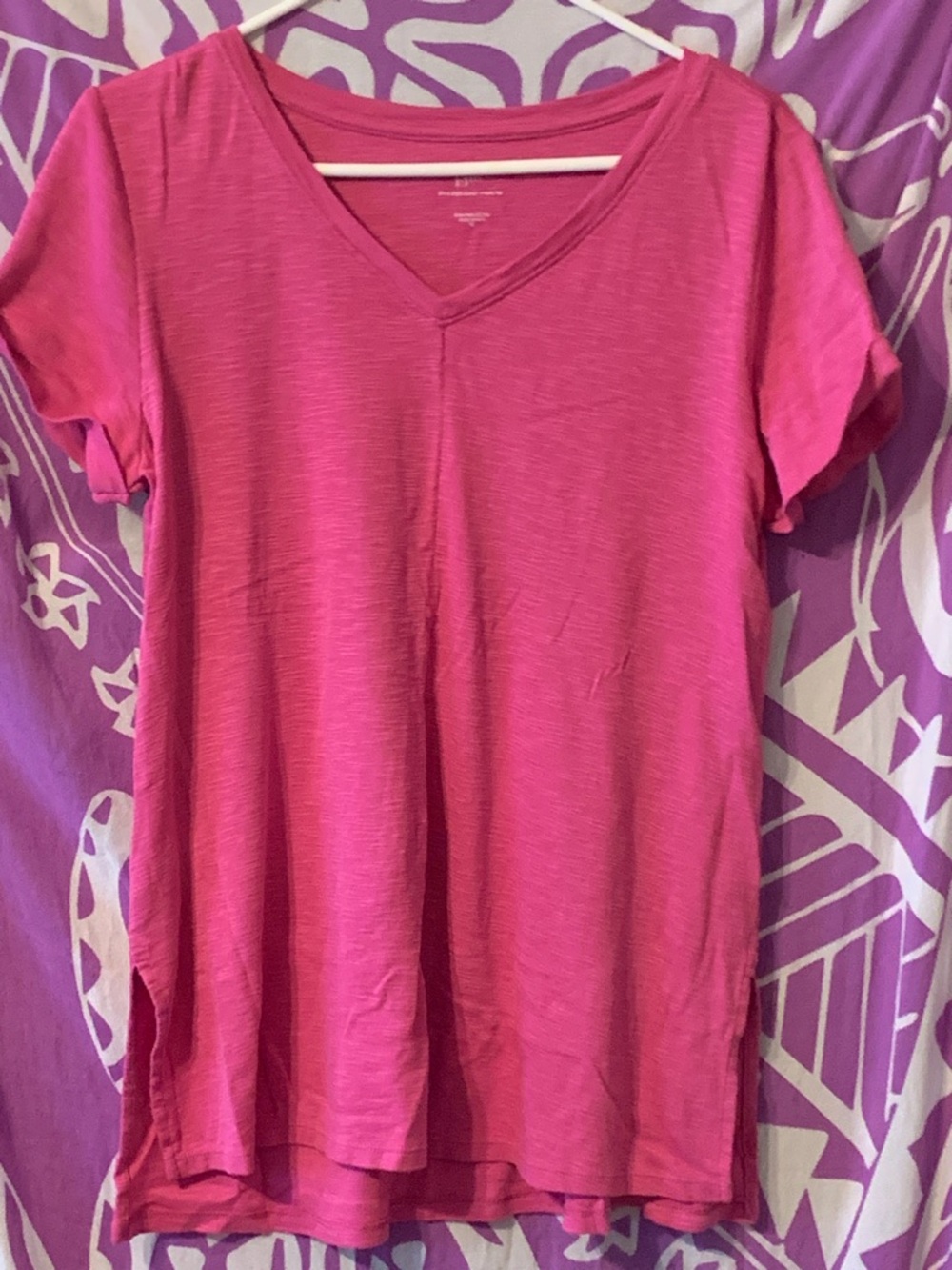J. Jill Hot Pink V-Neck Short Sleeve Tee